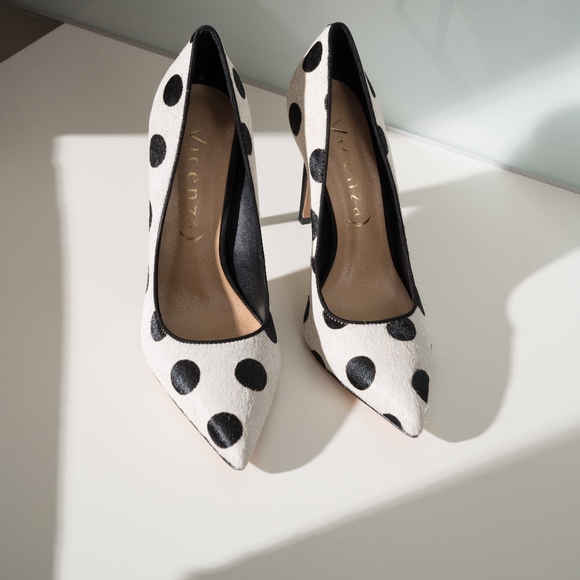 Anthropologie Vicenza Fur Polka Dot Heels - Picture 2 of 6